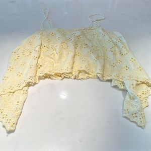 Yellow hippie eyelet crop top